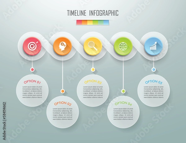 Obraz Timeline business concept infographic template, can be used for workflow layout, diagram, number options, timeline or milestones project.
