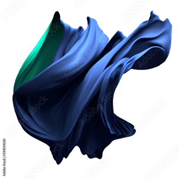 Obraz blue abstract flying fabric on transparent background