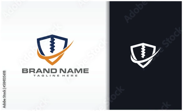 Obraz Drill Bit Logo, Circle, And Shield