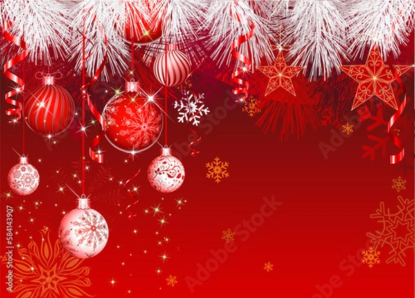 Obraz Christmas background & Red Decoration