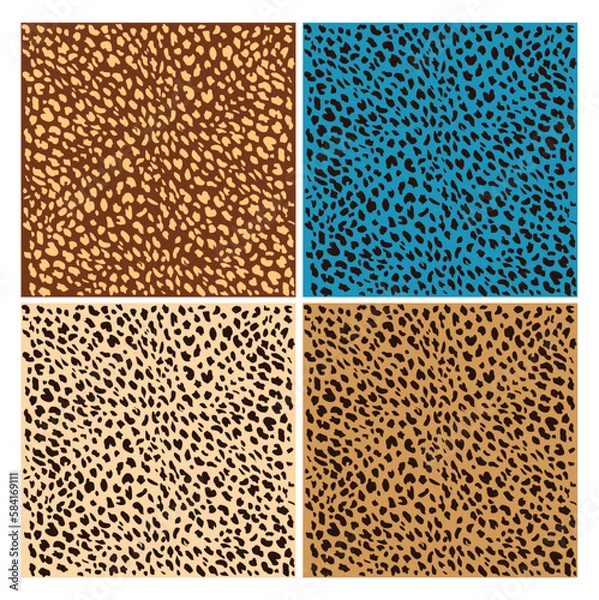 Obraz Leopard pattern seamless design, vector illustration background. Animal fur  (panthera pardus) fabric design.  