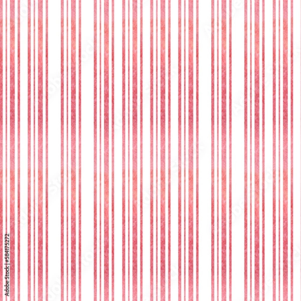 Fototapeta Watercolor seamless pattern in red stripes. background for tablecloth