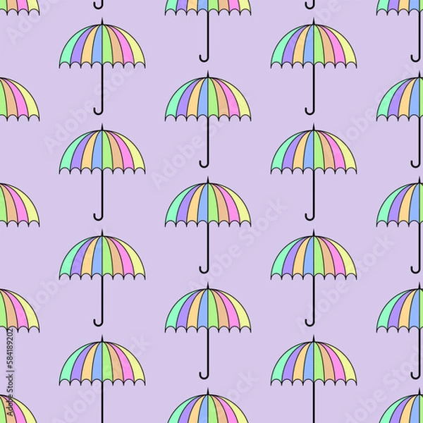 Fototapeta Colorful umbrellas, seamless pattern. Vector illustration.