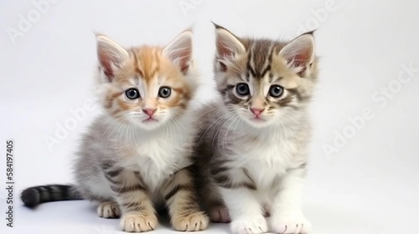 Obraz Beautiful cute kittens. A Portrait inquisitive little cats.