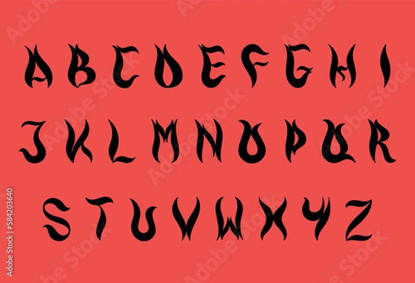 Fototapeta The font Burn with flame shape