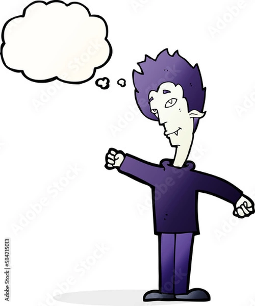 Fototapeta cartoon vampire man with thought bubble