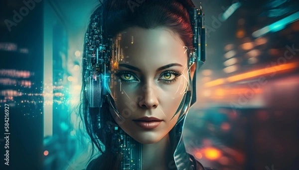 Obraz AI futuristic tech worker . Generative AI.