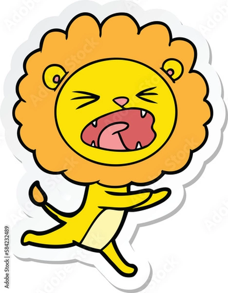 Obraz sticker of a cartoon running lion
