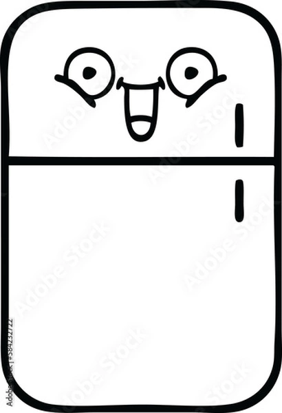Fototapeta line drawing cartoon fridge freezer