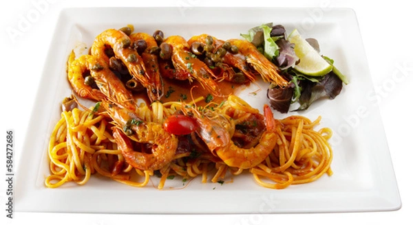 Obraz Spaghetti aux gambas