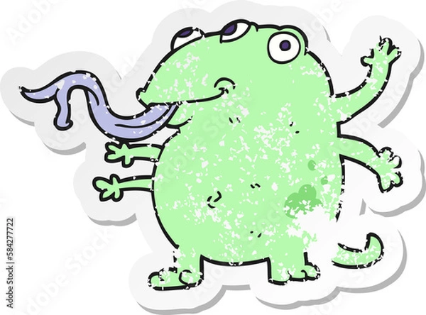 Fototapeta retro distressed sticker of a cartoon alien