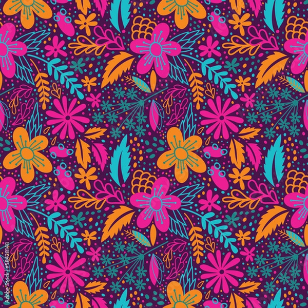 Fototapeta Seamless floral pattern