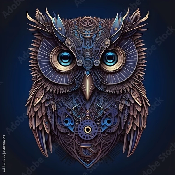 Obraz steampunk owl created using AI Generative Technology