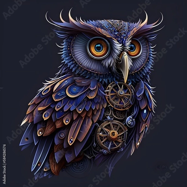 Obraz steampunk owl created using AI Generative Technology