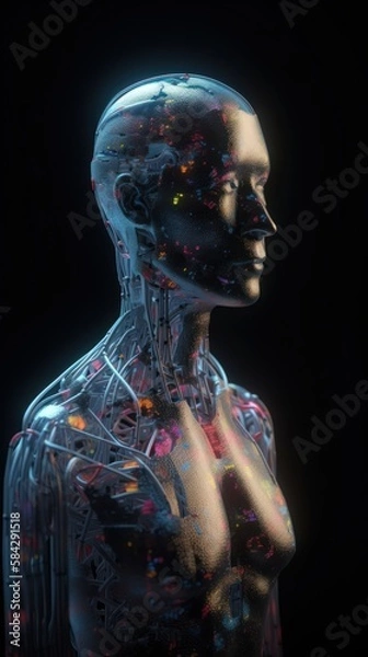 Obraz Unveiling the Wonders of Artificial Intelligence: A Comprehensive Portrait illustration. Generative AI
