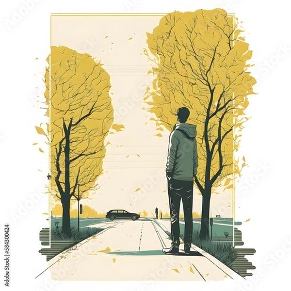 Obraz man on road created using AI Generative Technology