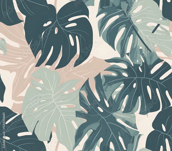 Fototapeta Tropical Monstera Pattern Generative AI