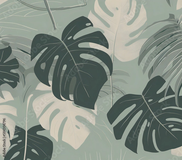 Fototapeta Tropical Monstera Pattern Generative AI