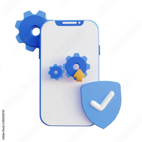 Obraz System update smart phone 3d render Transparent Background