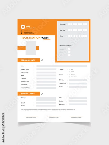 Obraz 
Modern Registration resume Form	