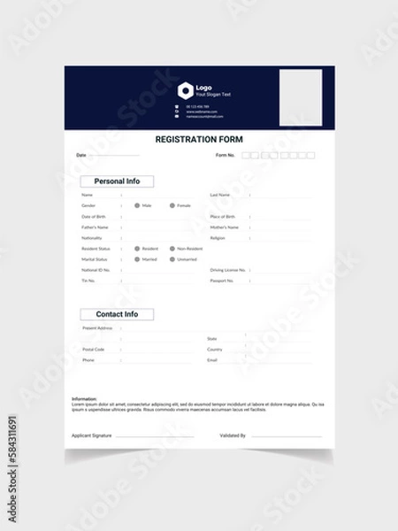 Obraz 
Modern Registration resume Form	