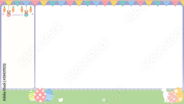 Fototapeta かわいいイースターの配信用オーバーレイ　ゲーム配信画面：紫