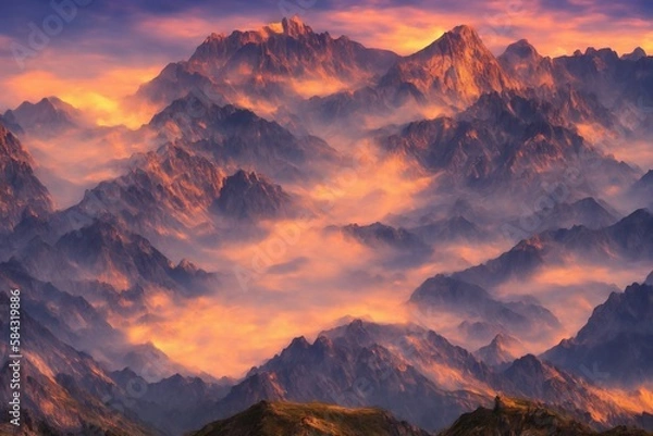 Obraz sunset over the mountains