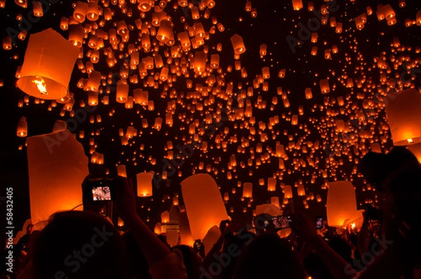 Fototapeta Floating lantern Festiva.