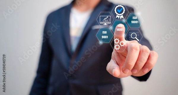 Fototapeta ISO system certification is symbol to guarantee quality of product process and management system, this is world wide standard which is used in every company