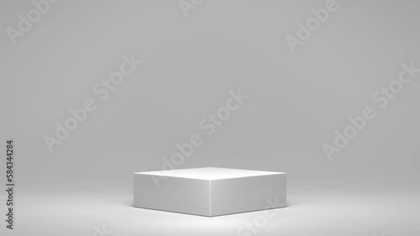 Obraz white cylinder podium on an isolated background, white geometric, round realistic pedestal, cosmetic showcase, template, copy space, advertising, product display, 3D Rendering