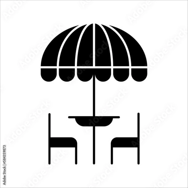 Fototapeta Terrace cafe line vector icon. Camping table and chairs illustration sign. linear style symbol for mobile concept and web design. restaurant logos. on a white background