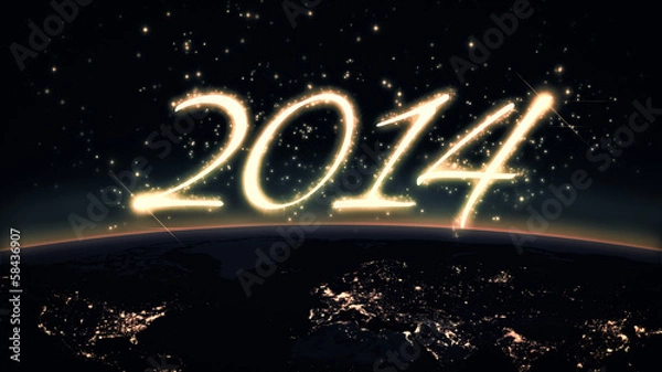 Fototapeta 2014 text with Earth