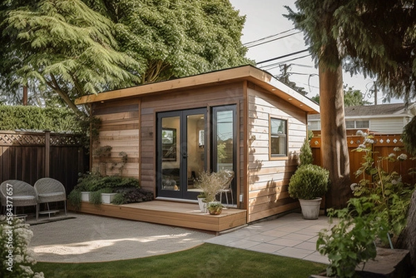Obraz tiny home, aka ADU or little house (generative ai content)
