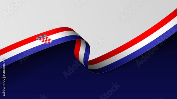 Fototapeta Croatia ribbon flag background.