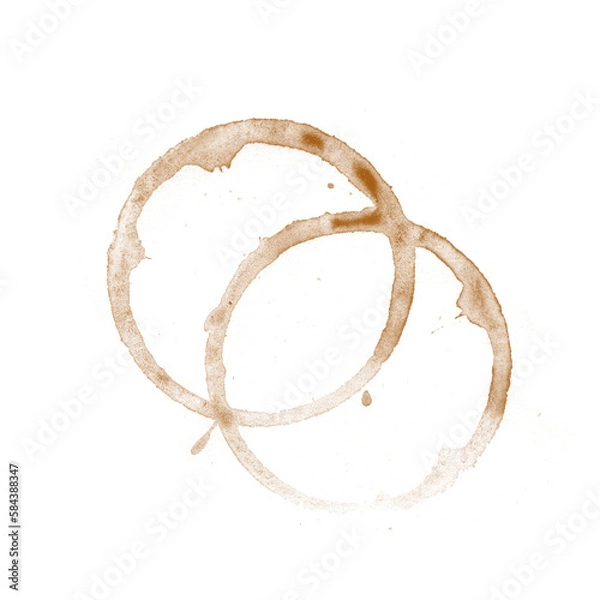 Fototapeta Coffee stains isolated on a transparent background. Royalty high-quality free stock PNG image of Coffee and Tea Stains Left by Cup Bottoms. Round coffee stain isolated, cafe stain fleck drink beverage