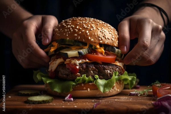 Obraz hamburger with fries