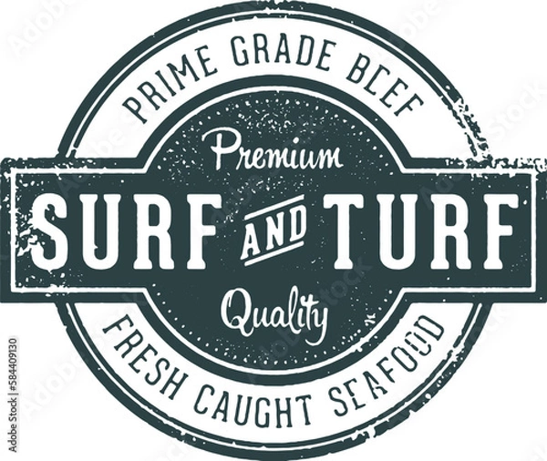 Obraz Surf and Turf Vintage Menu Design Stamp