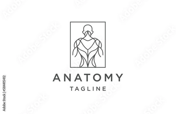 Fototapeta Anatomy line logo icon design template flat vector