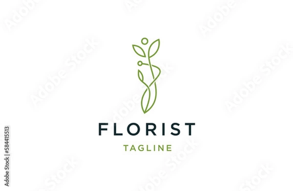 Fototapeta  flower leaf line logo icon design template flat vector