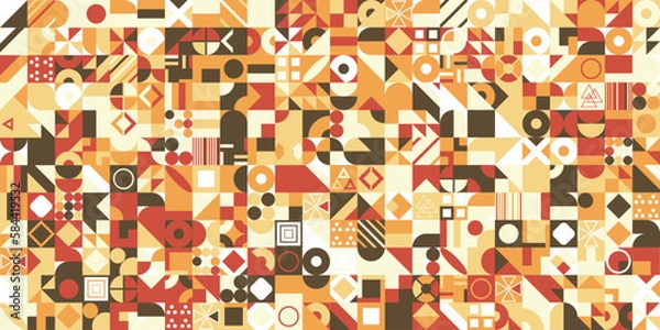 Fototapeta Geometric pattern with different colorful figures. Background for poster, banner, wallpaper, flyer, brochure
