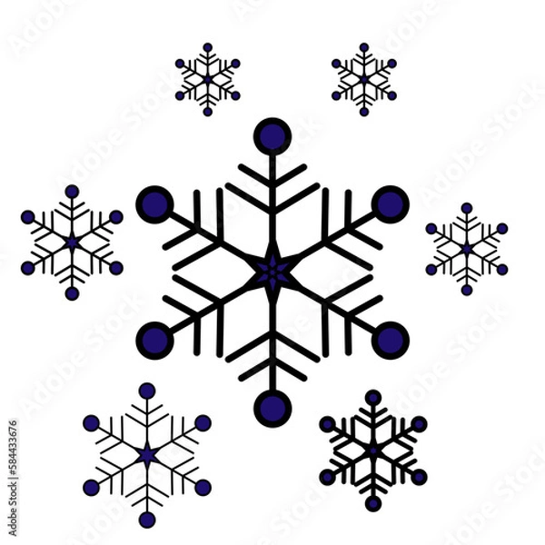 Obraz christmas background with black snowflakes