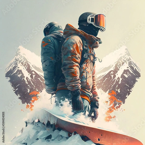 Obraz Professional snowboarder. ai