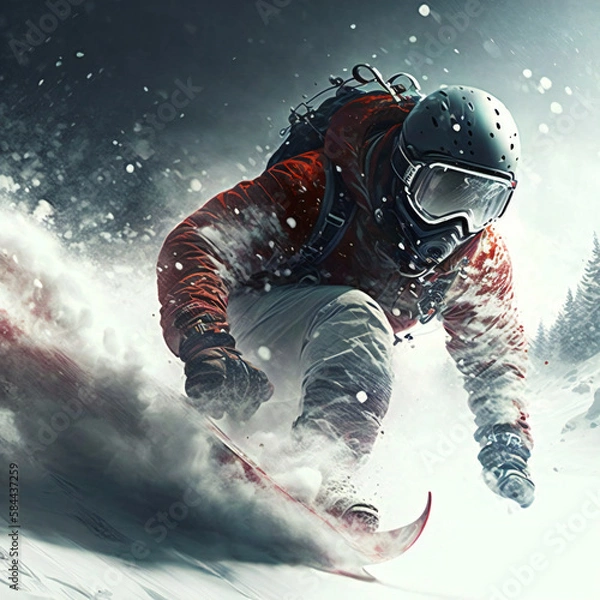 Obraz Professional snowboarder. ai