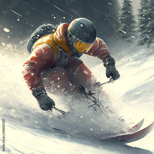 Obraz Professional snowboarder. ai