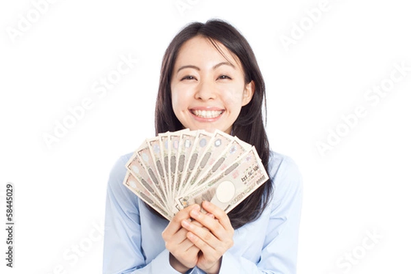 Obraz お札を持った女性