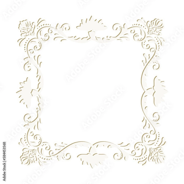 Obraz floral label frame with damask pattern