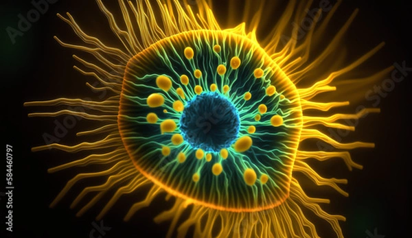 Fototapeta Abstract Confocal Microscope Cells Background