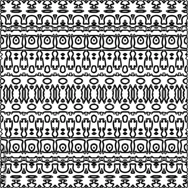 Fototapeta Stylish texture with figures from lines.
Abstract geometric black and white pattern for web page, textures, card, poster, fabric, textile. Monochrome graphic repeating design.
