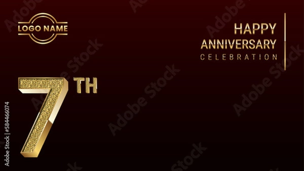 Fototapeta 7th Anniversary template design concept with golden number. Vector Template