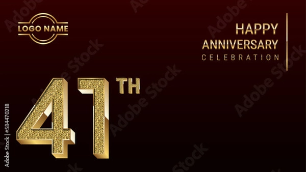 Fototapeta 41th Anniversary template design concept with golden number. Vector Template